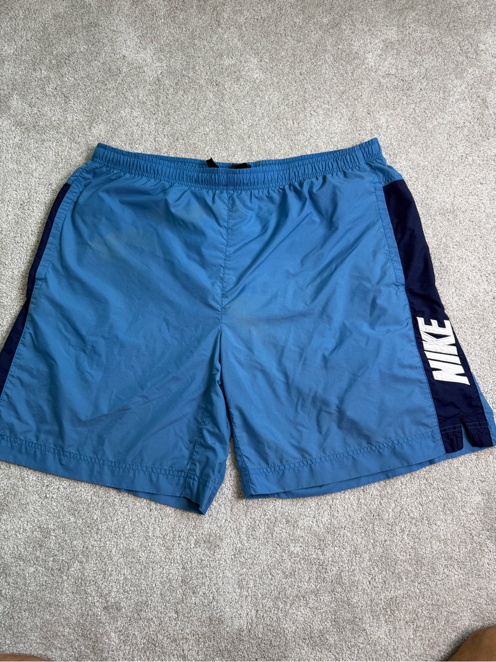 Nike Men’s Light Blue Swim Trunks with Navy Side Panels